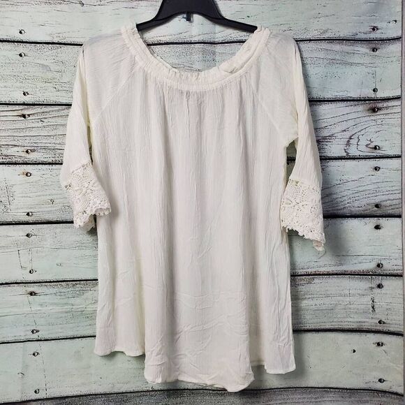 Chelsea & Theodore XL 100% Rayon White Blouse - Picture 2 of 8